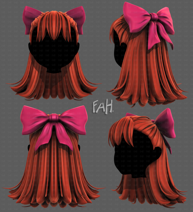3D Hair style for girl V121 3D Model .c4d .max .obj .3ds .fbx .stl .blend 