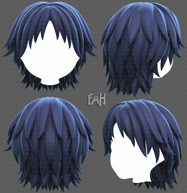 Base Hair for Boy V63 3D Model .c4d .max .obj .3ds .fbx .stl .blend 