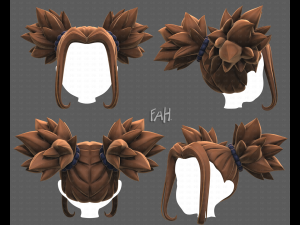 Base Hair for girl V63 3D 모델