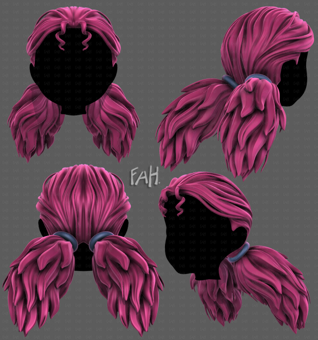 3D Hair style for girl V123 Model 3D .c4d .max .obj .3ds .fbx .stl .blend 