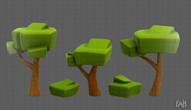 Trees Cartoon V58 3D-Modell .c4d .max .obj .3ds .fbx .stl .blend 