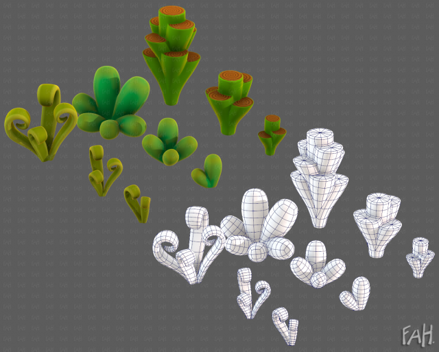 Trees Cartoon V59 3D Model .c4d .max .obj .3ds .fbx .stl .blend 