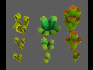 B&auml;ume Cartoon V59 3D Modell