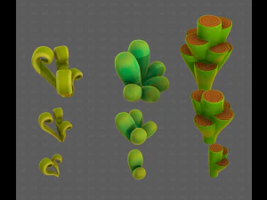 B&auml;ume Cartoon V59 3D Modell