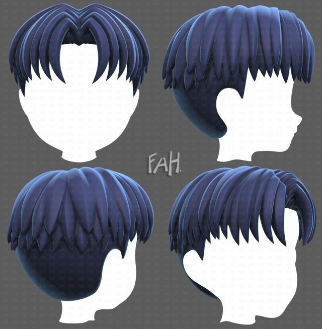 Base Hair for Boy V64 3D Model .c4d .max .obj .3ds .fbx .stl .blend 
