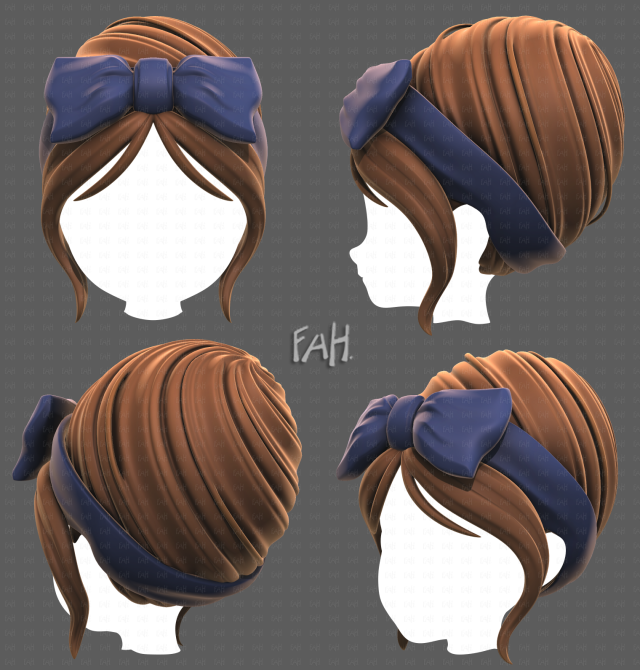 Base Hair for girl V64 3D Model .c4d .max .obj .3ds .fbx .stl .blend 
