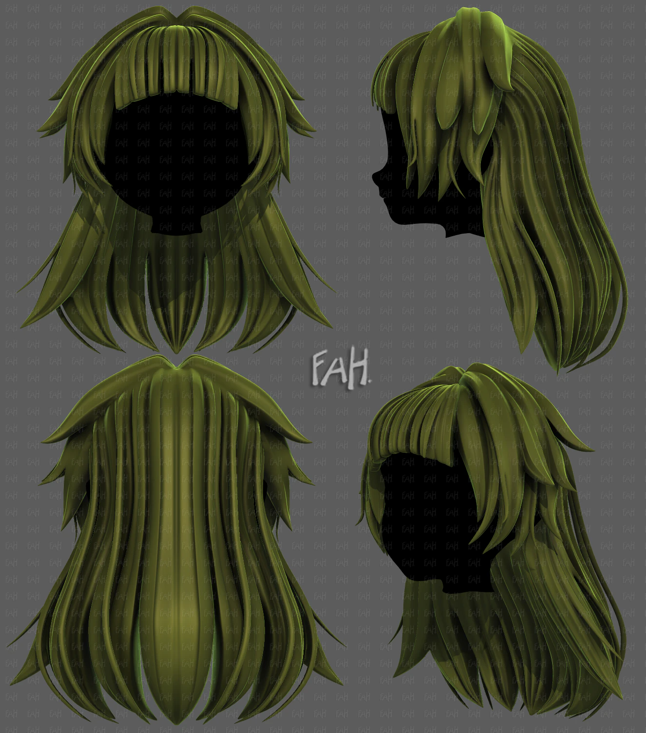 3D Hair style for girl V124 3D Model .c4d .max .obj .3ds .fbx .stl .blend 