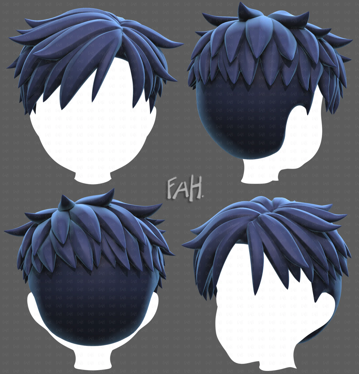 Base Hair for Boy V65 3D Model .c4d .max .obj .3ds .fbx .stl .blend 