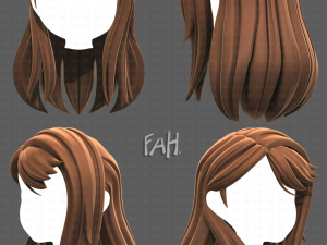 Base Hair for girl V65 3D 모델