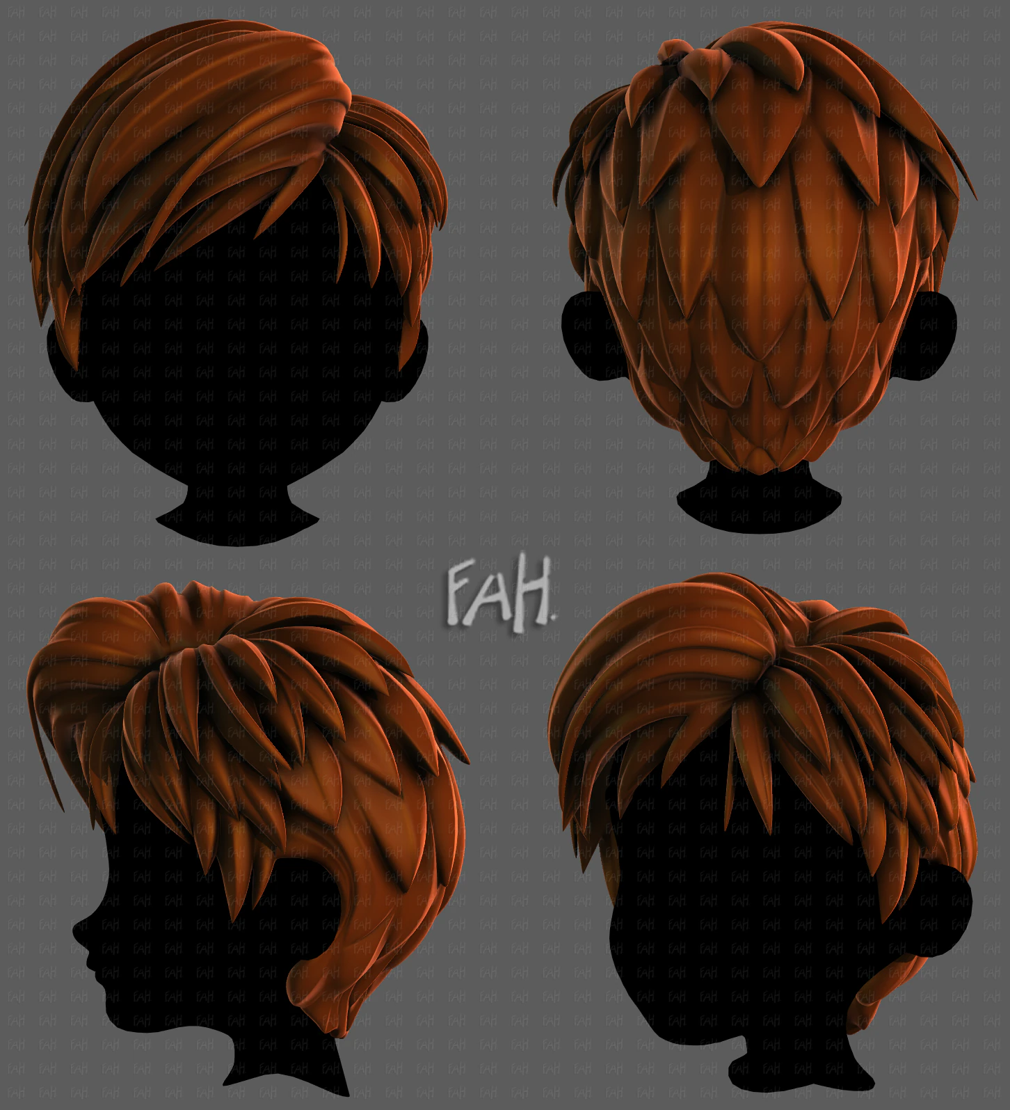 3D Hair style for boy V125 3D Model .c4d .max .obj .3ds .fbx .stl .blend 