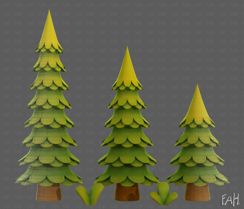 Trees Cartoon V60 Modelo 3D .c4d .max .obj .3ds .fbx .stl .blend 