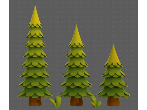 Trees Cartoon V60 Modelo 3D