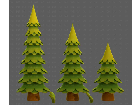 树木卡通V60 3D 模型