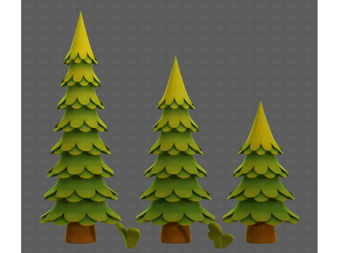 Trees Cartoon V60 Modelo 3D
