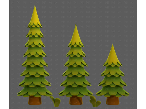 树木卡通V60 3D 模型