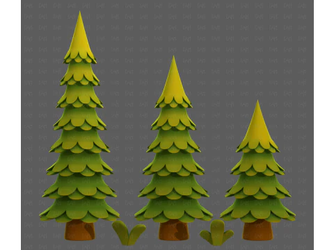 树木卡通V60 3D 模型