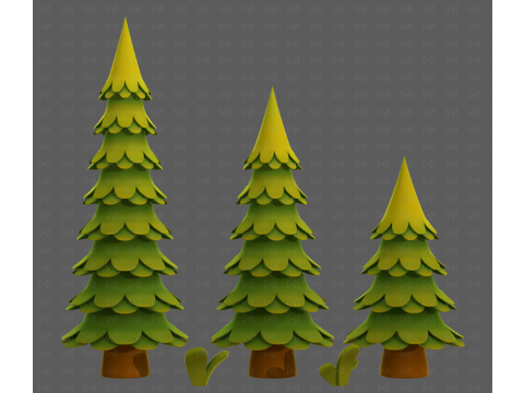 Trees Cartoon V60 Modelo 3D