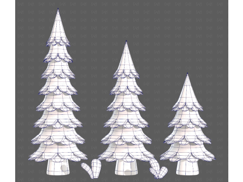 Trees Cartoon V60 Modelo 3D