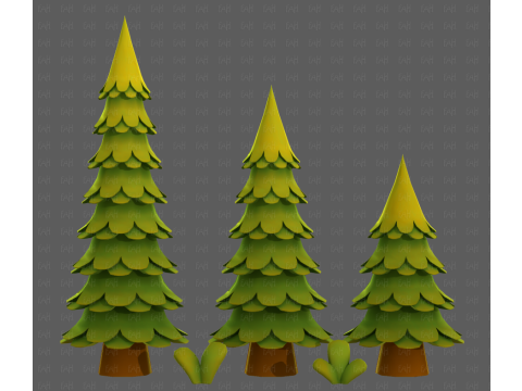 Trees Cartoon V60 Modelo 3D