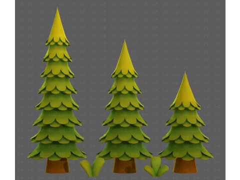 树木卡通V60 3D 模型