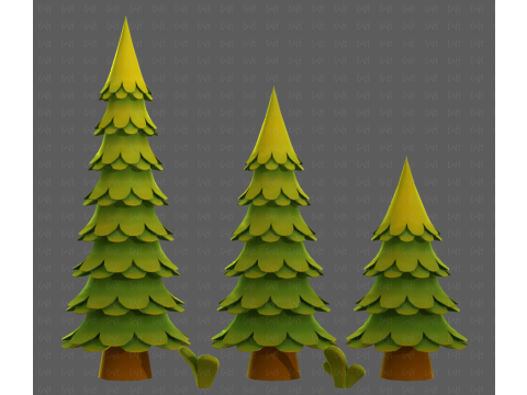 Trees Cartoon V60 Modelo 3D