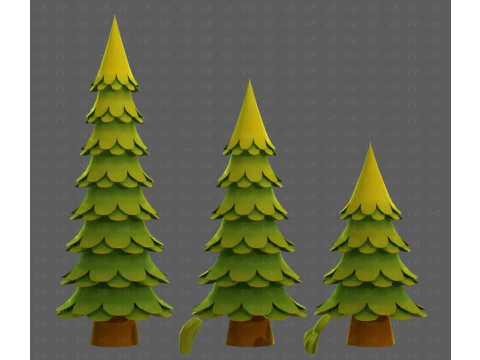 树木卡通V60 3D 模型