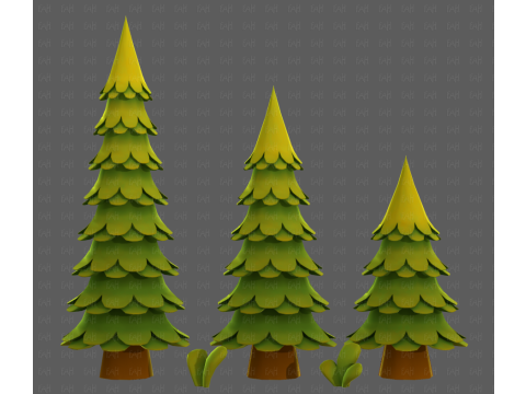 Trees Cartoon V60 Modelo 3D