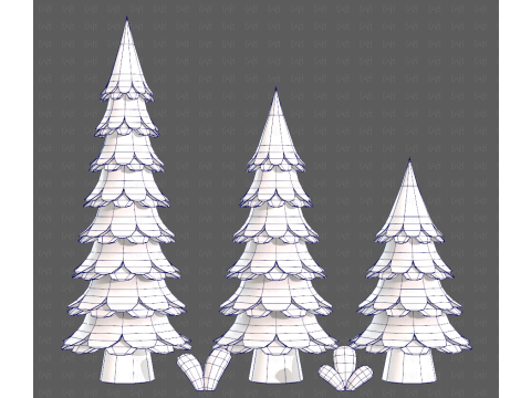 Trees Cartoon V60 Modelo 3D