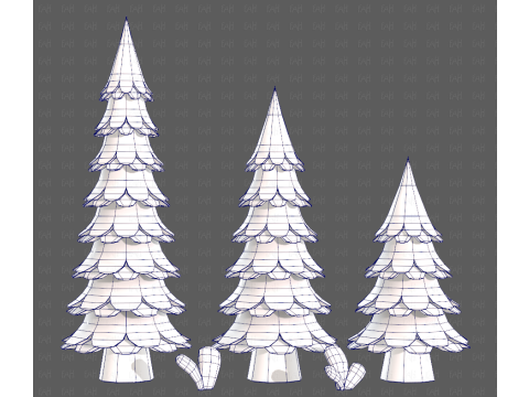 Trees Cartoon V60 Modelo 3D