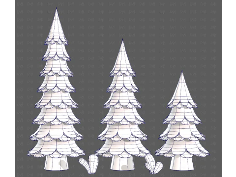 树木卡通V60 3D 模型