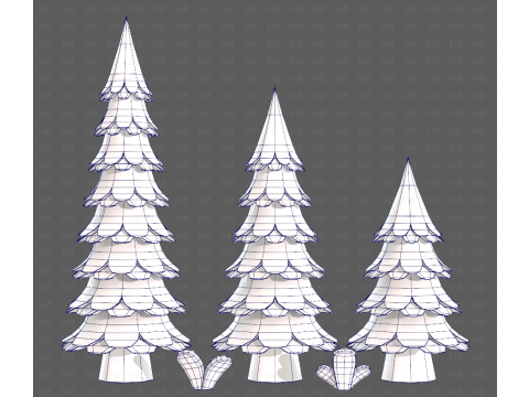 Trees Cartoon V60 Modelo 3D