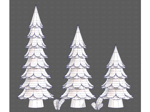 树木卡通V60 3D 模型