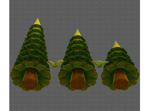 树木卡通V60 3D 模型