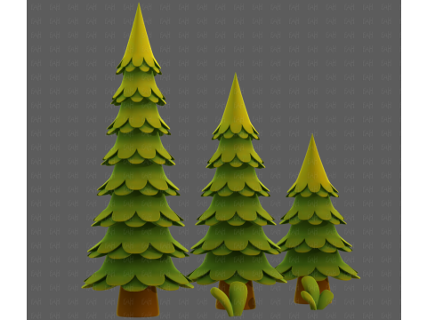 Trees Cartoon V60 Modelo 3D