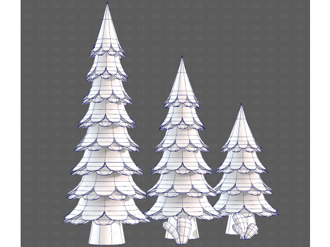 Trees Cartoon V60 Modelo 3D