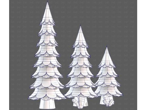 树木卡通V60 3D 模型