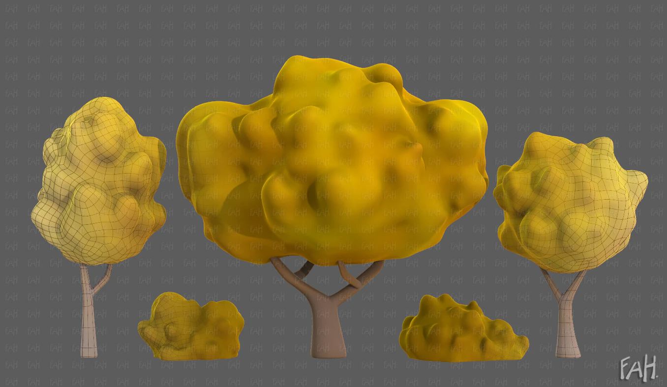 Trees Cartoon V61 3D Model .c4d .max .obj .3ds .fbx .stl .blend