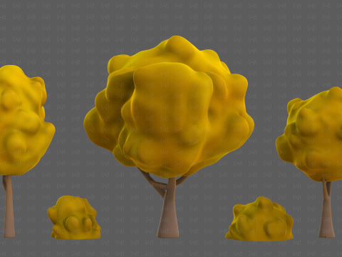 Trees Cartoon V61 3Dモデル