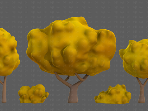 Trees Cartoon V61 3Dモデル