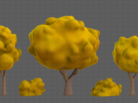 Trees Cartoon V61 3Dモデル