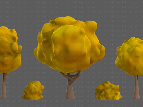 Trees Cartoon V61 3Dモデル