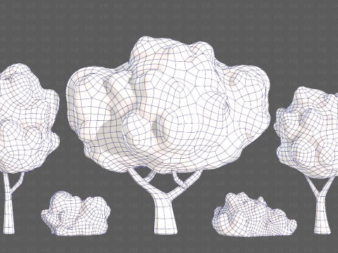 Trees Cartoon V61 3Dモデル