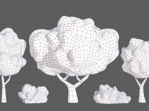 Trees Cartoon V61 3D Model