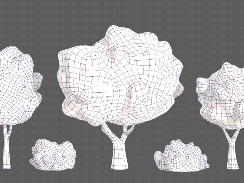 Trees Cartoon V61 3Dモデル