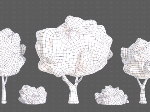 Trees Cartoon V61 3D Model