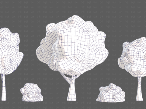 Trees Cartoon V61 3Dモデル