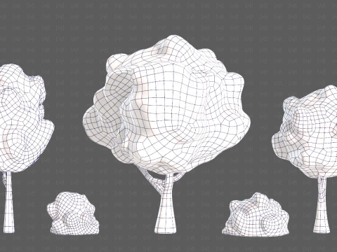 Trees Cartoon V61 3D Model