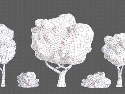 Trees Cartoon V61 3Dモデル