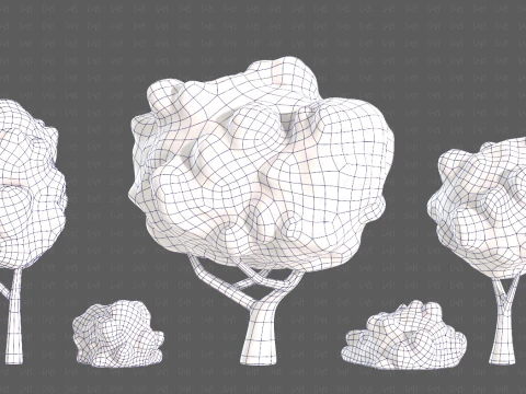Trees Cartoon V61 3D Model
