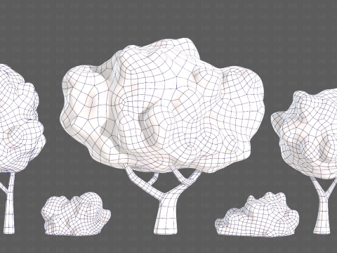 Trees Cartoon V61 3Dモデル